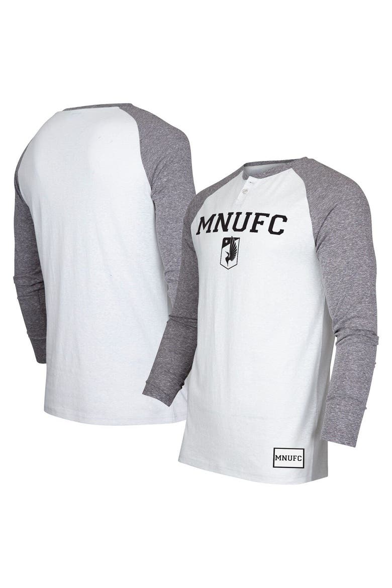 Men's Concepts Sport White/Charcoal Minnesota United FC Concord Henley Raglan Long Sleeve T-Shirt, Main, color, White