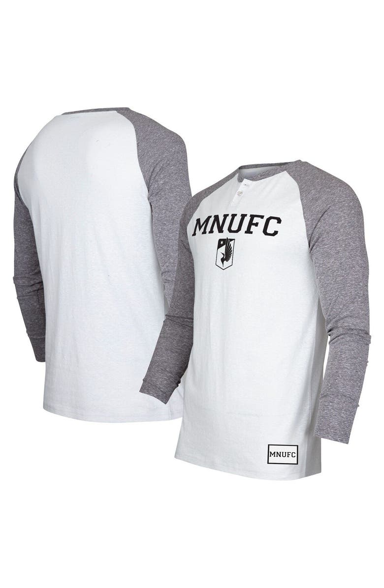 CONCEPTS SPORT Men's Concepts Sport White/Charcoal Minnesota United FC Concord Henley Raglan Long Sleeve T-Shirt, Main, color, 