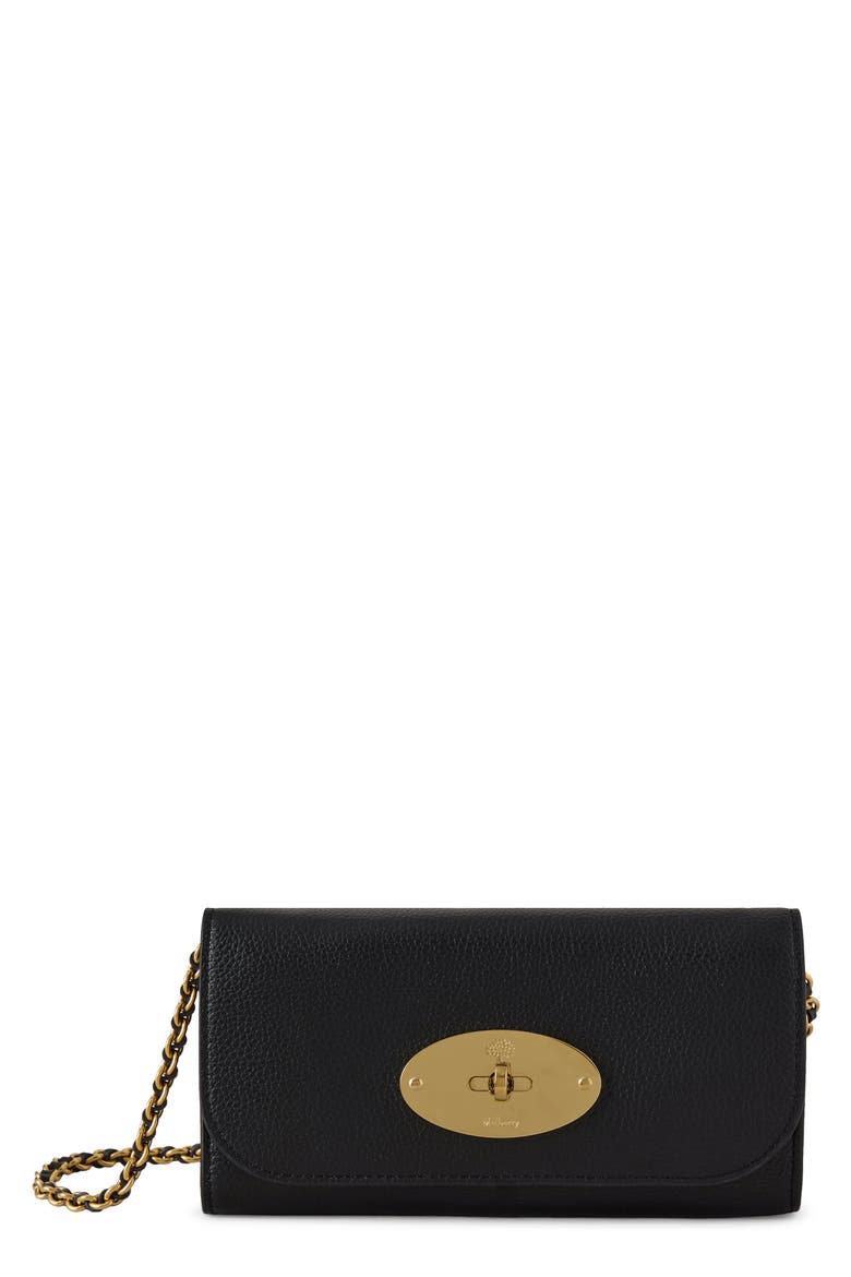 Lily Leather Wallet on a Chain, Main, color, BLACK