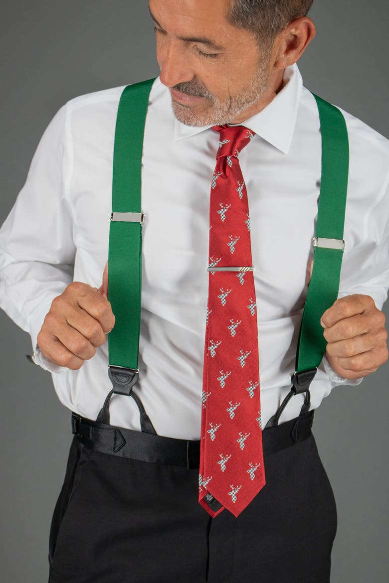 Phoenix 38mm Grosgrain Non Stretch Ribbon Button End Suspenders, Alternate, color, Dark Green
