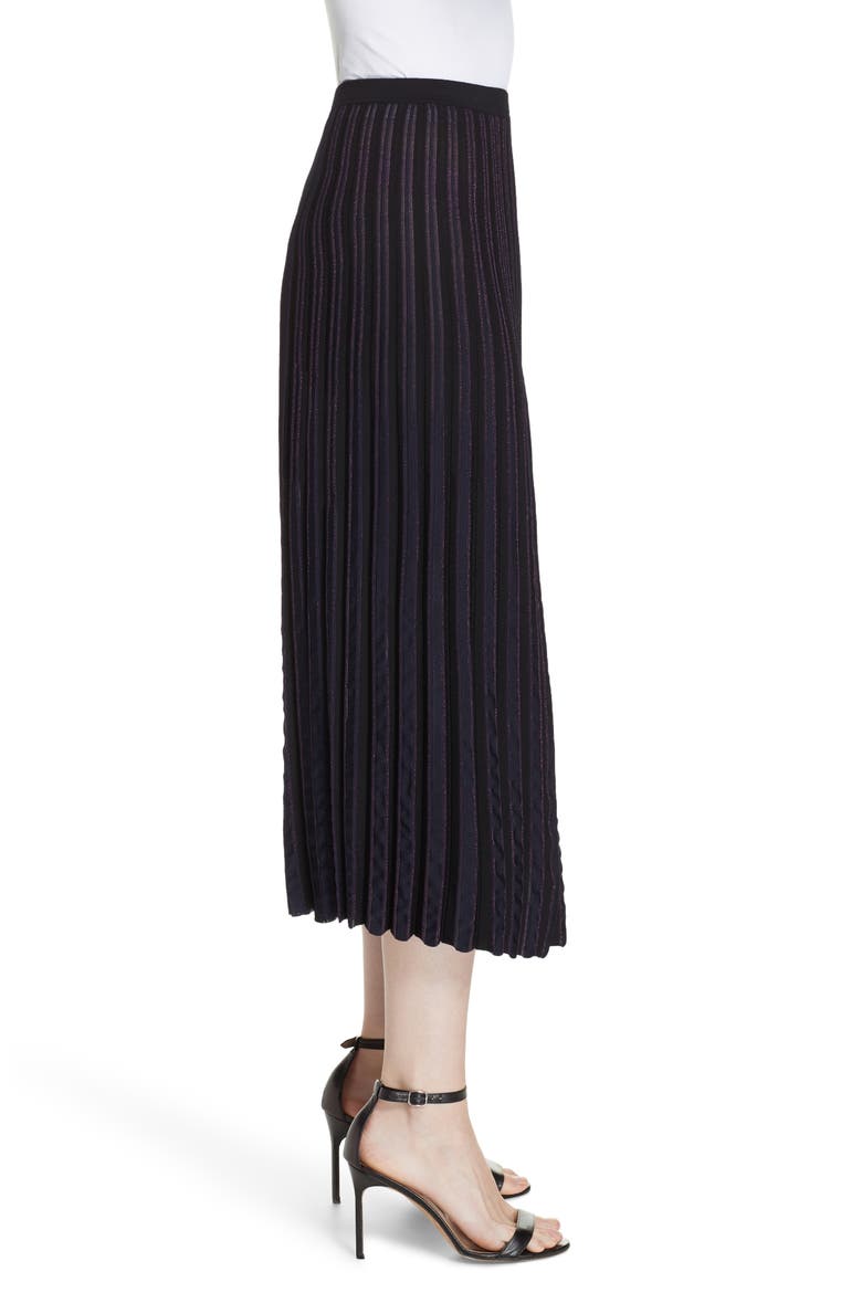 Klara Pleat Midi Skirt, Alternate, color, BLACK/ ALEX NAVY/ TOURMALINE