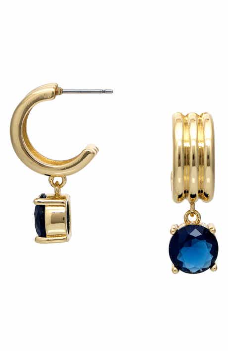 Cubic Zirconia Drop Hoop Earrings