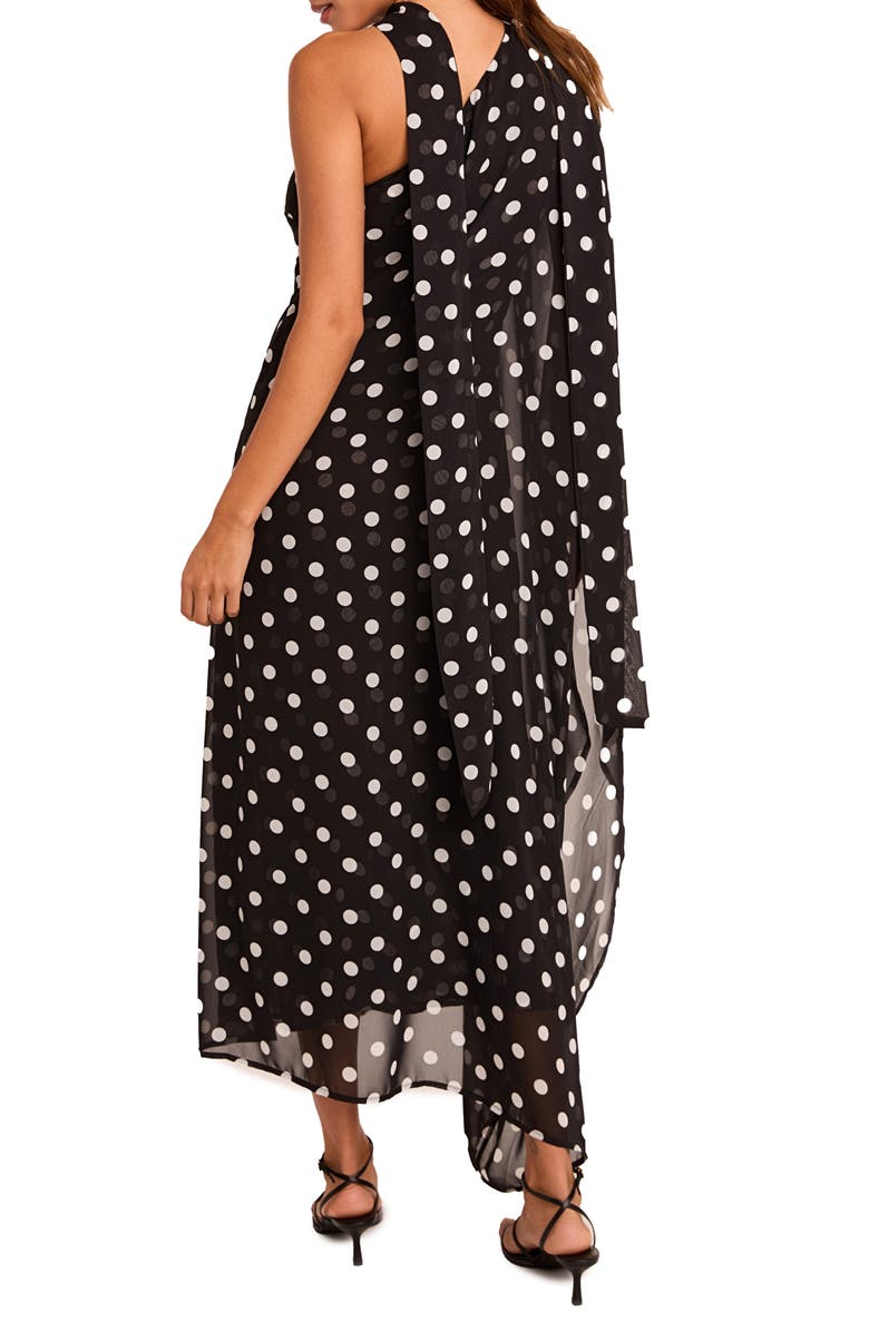 Endless Rose Sash Polka Dot One-Shoulder Maxi Dress, Alternate, color, 