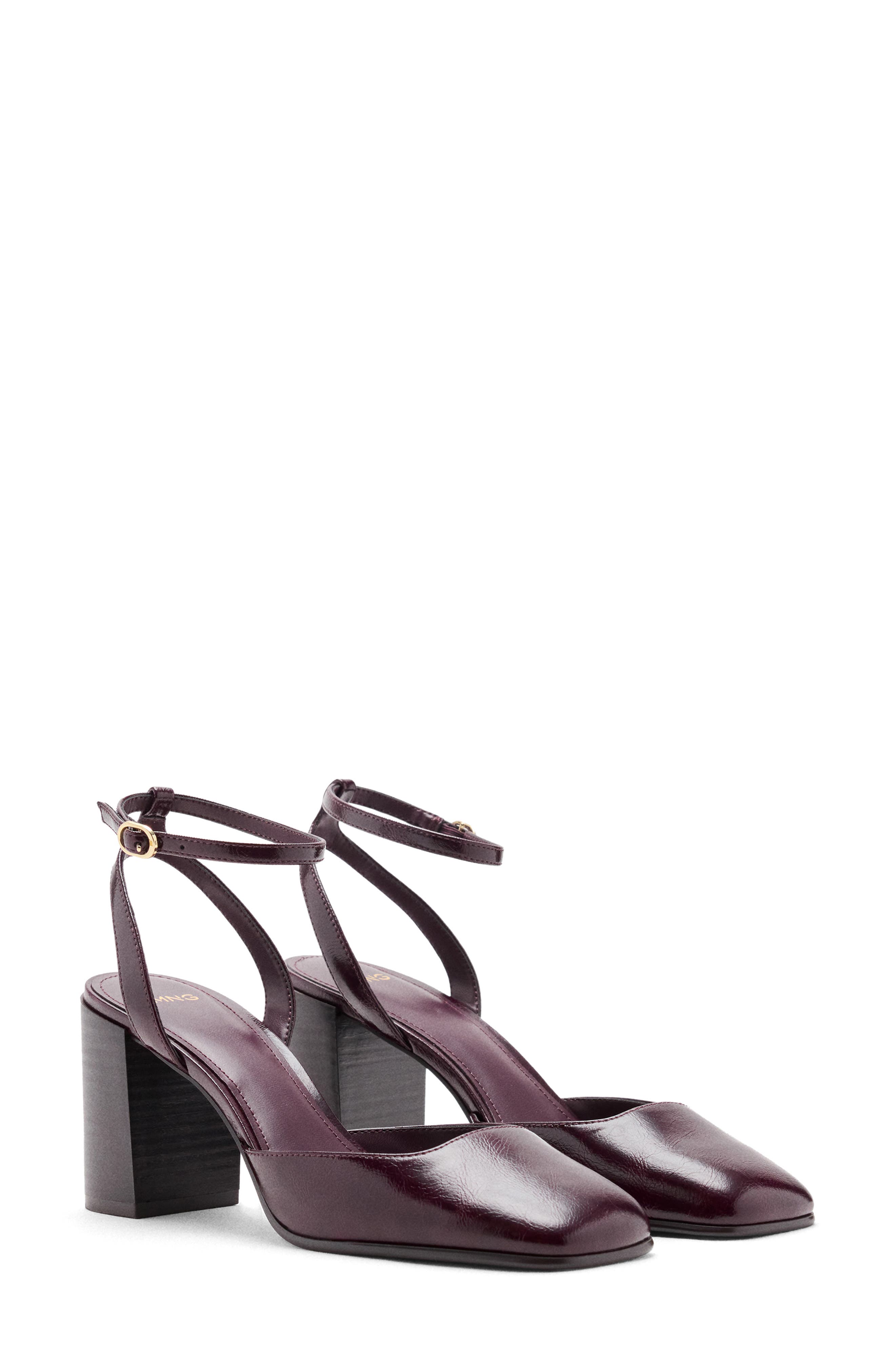 Campana Faux Leather Ankle Strap Pump, Main, color, BURGUNDY