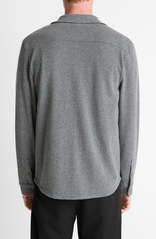 Vince Solid Button Front Knit Shirt In Gray