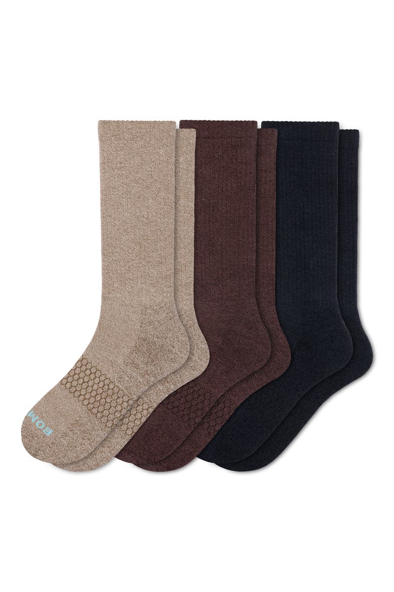 Assorted 3-Pack Marl Crew Socks, Main, color, OLIVE BRANCH MIX