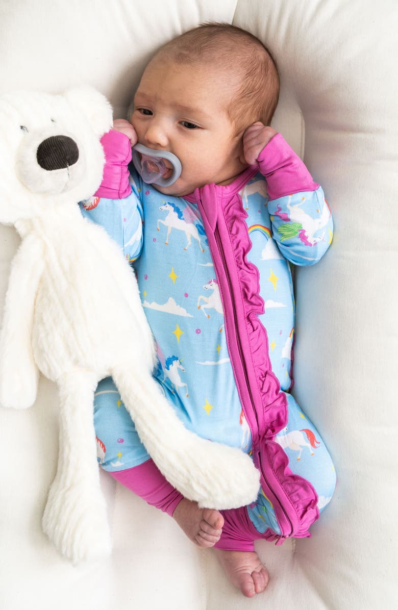 Laree + Co Sage Ruffle Convertible Footie, Alternate, color, Blue