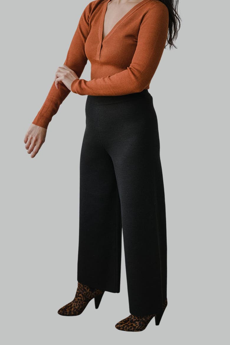 Wide Leg Trousers, Alternate, color, BLACK