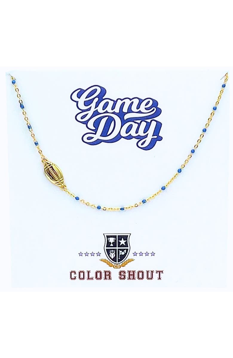 Color Shout Game Day Side Set Football Necklace with Enamel Beads, Main, color, Royal Blue