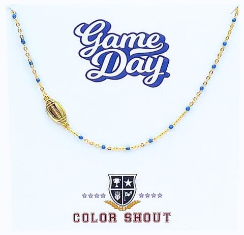 Game Day Side Set Football Necklace with Enamel Beads
