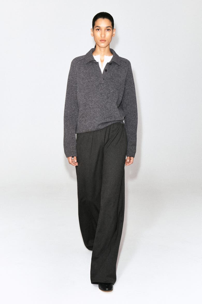 Merino Wool Polo Shirt, Alternate, color, GRAY MÉLANGE