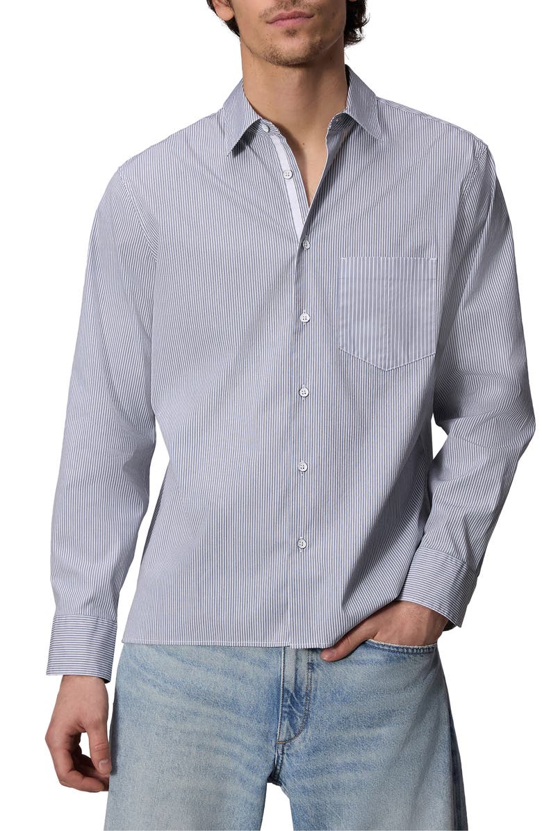 rag & bone Dalton Mixed Stripe Hemp & Cotton Button-Up Shirt, Main, color,