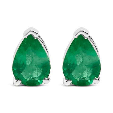14K Gold 6x4MM Pear Shaped Gemstone Solitaire Stud Earrings