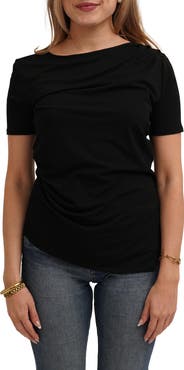 CYRUS Asymmetrical Hem Short Sleeve Top