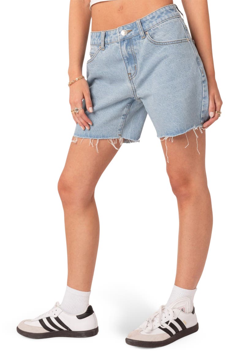 Tomboy Low Rise Cutoff Denim Shorts, Alternate, color, LIGHT-BLUE