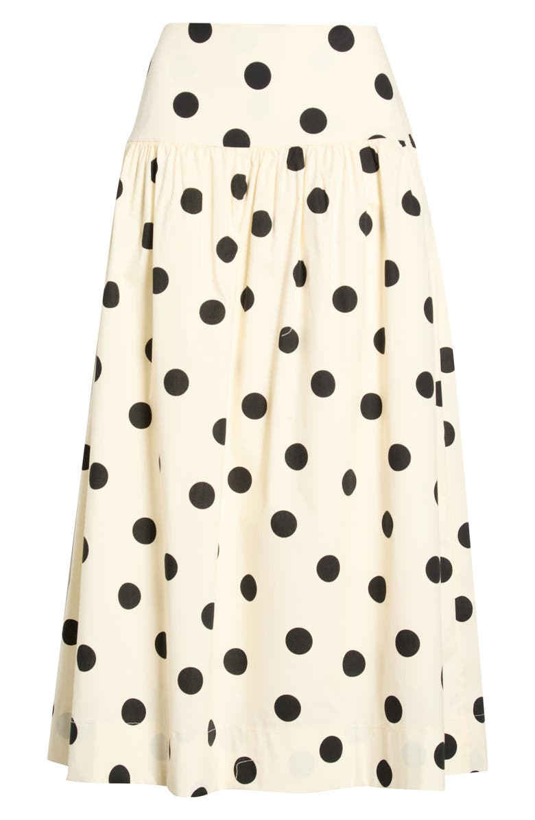 WAYF Mia Polka Dot Stretch Cotton Midi Skirt, Alternate, color, Ant Ivory Polka Dot