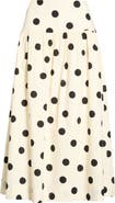 WAYF Mia Polka Dot Stretch Cotton Midi Skirt
