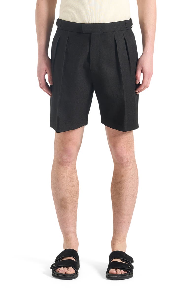 Manière De Voir Bertrand Twin Pleat Tailored Shorts, Main, color, Black