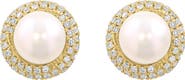 EFFY 14K Yellow Gold Cultured Freshwater Pearl Diamond Halo Stud Earrings