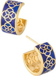 Jan Leslie Petal Gemstone With 18K Gold Overlay Sterling Huggie Earring