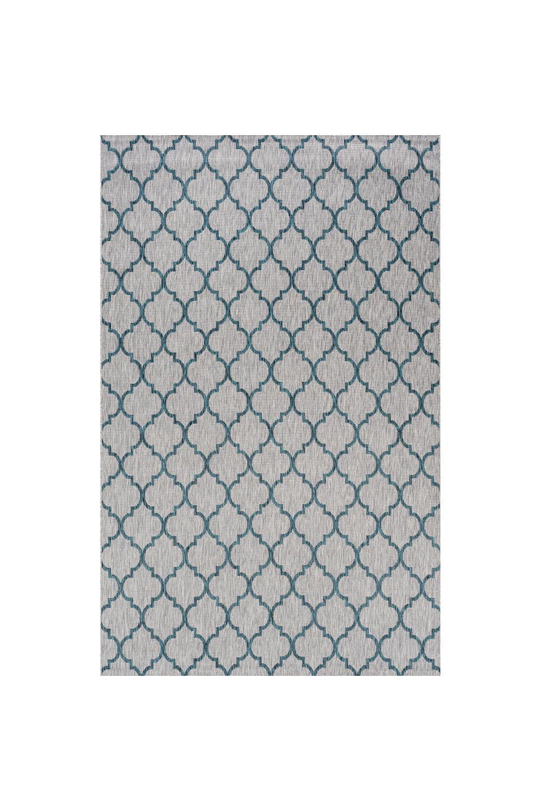 Galon Filigree Indoor/Outdoor Area Rug, Main, color, Gray/Teal