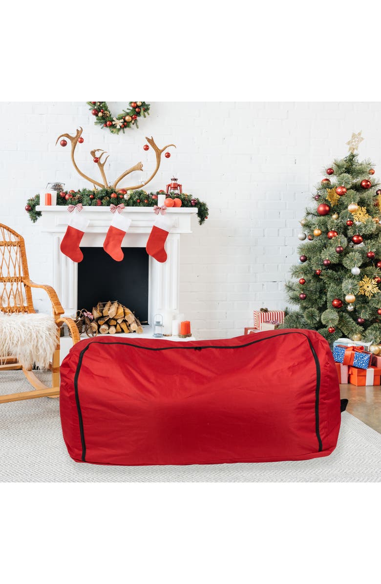 Northlight 57" Red Artificial Christmas Tree Rolling Storage Bag For Trees Up to 9ft, Alternate, color, Red