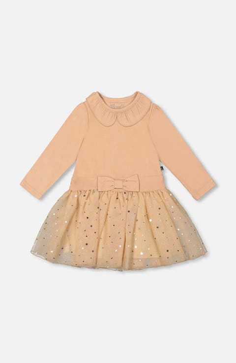 Bi-Material Dress with Glittering Skirt (Little Kid & Big Kid)