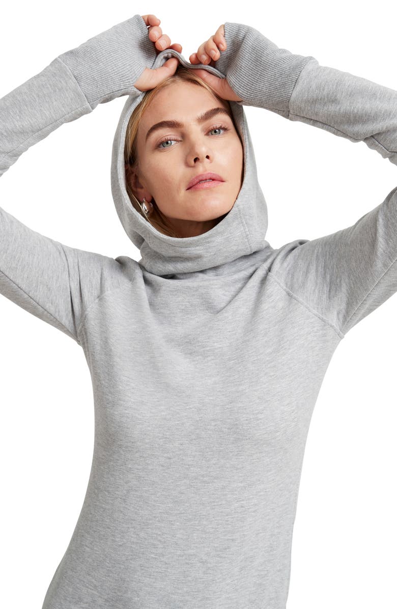 Marcella Walker Long Sleeve Hooded Sweatshirt Dress, Alternate, color, Melange Grey