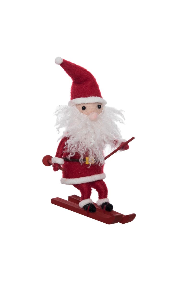Santa On Skis Figurine, Main, color, Red