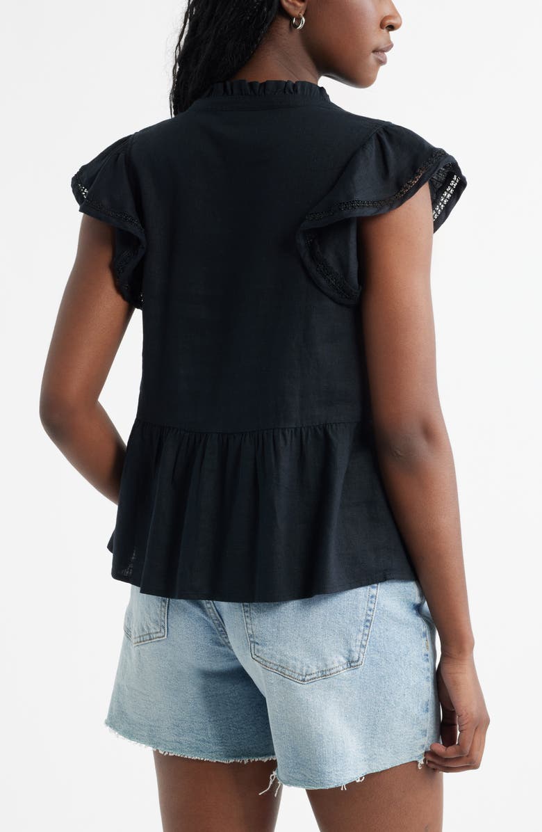 Caslon<sup>®</sup> Ruffle Sleeve Popover Top, Alternate, color, Black