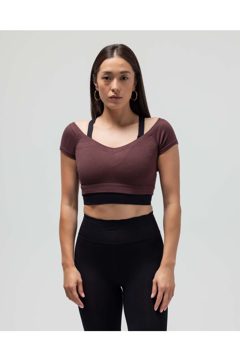 Ribbed Cap Sleeve Crop Top, Main, color, MAPLE