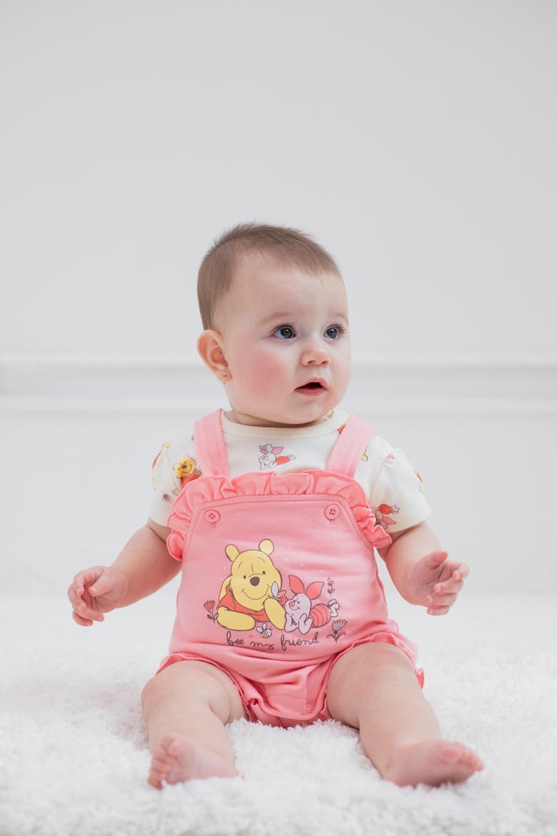 Winnie the Pooh 2-Piece Shortall and T-Shirt Set, Alternate, color, Pink Cream Pooh Piglet