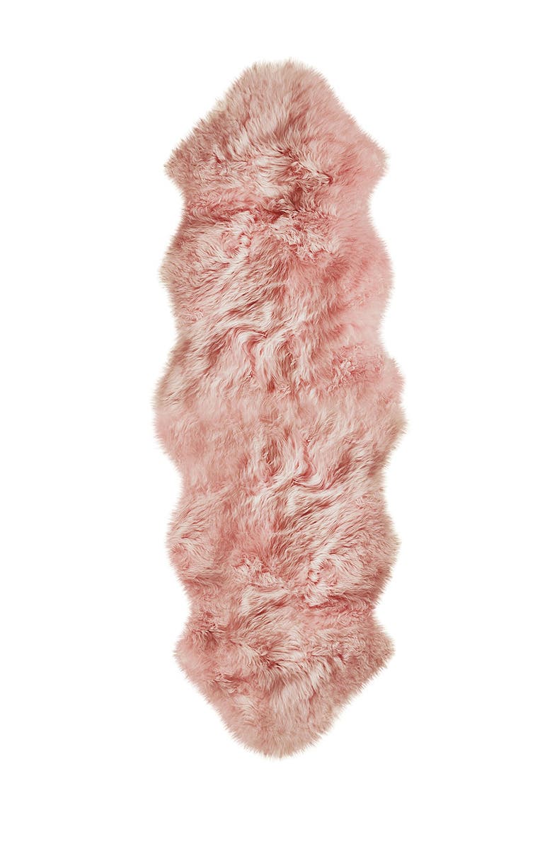NATURAL New Zealand Genuine Sheepskin Throw, Main, color, Pink