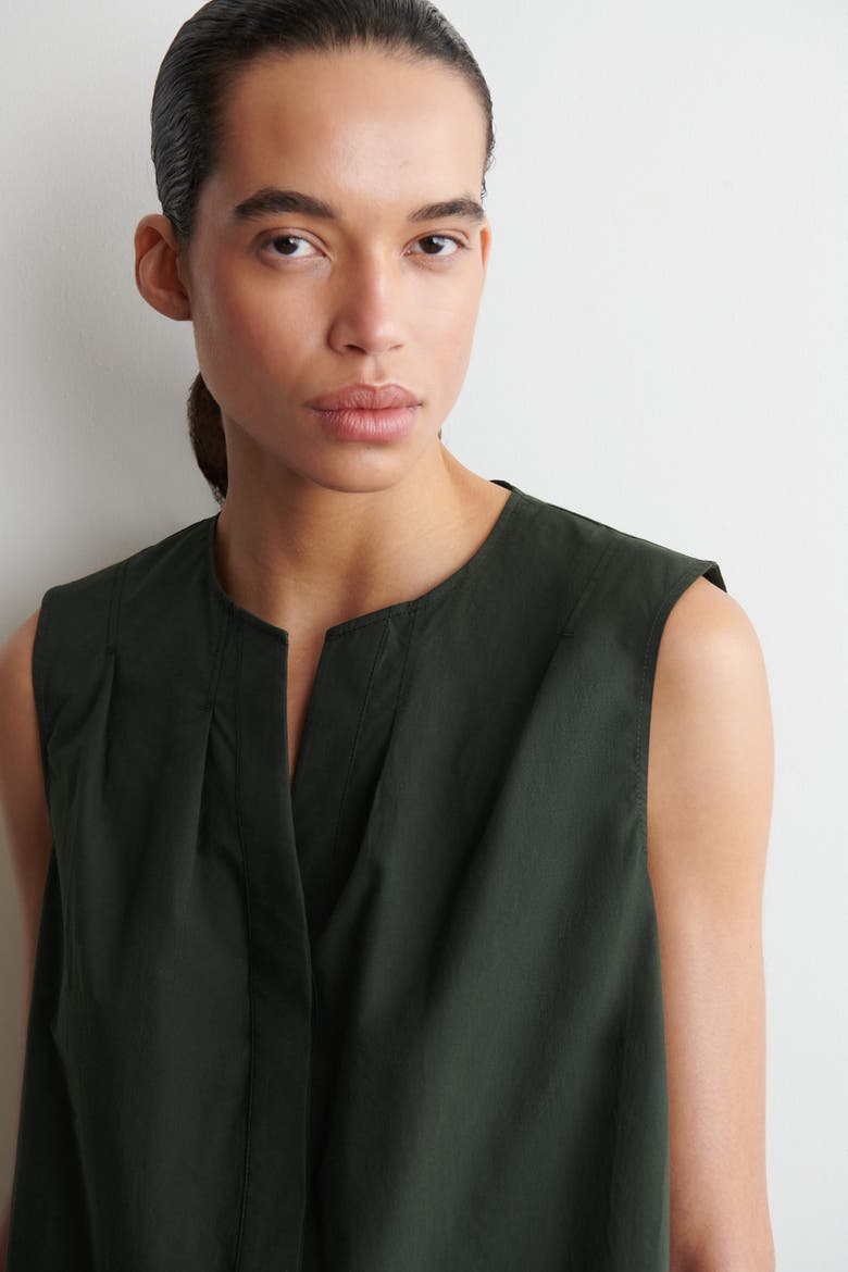 Pleated Sleeveless Top, Alternate, color, DARK GREEN