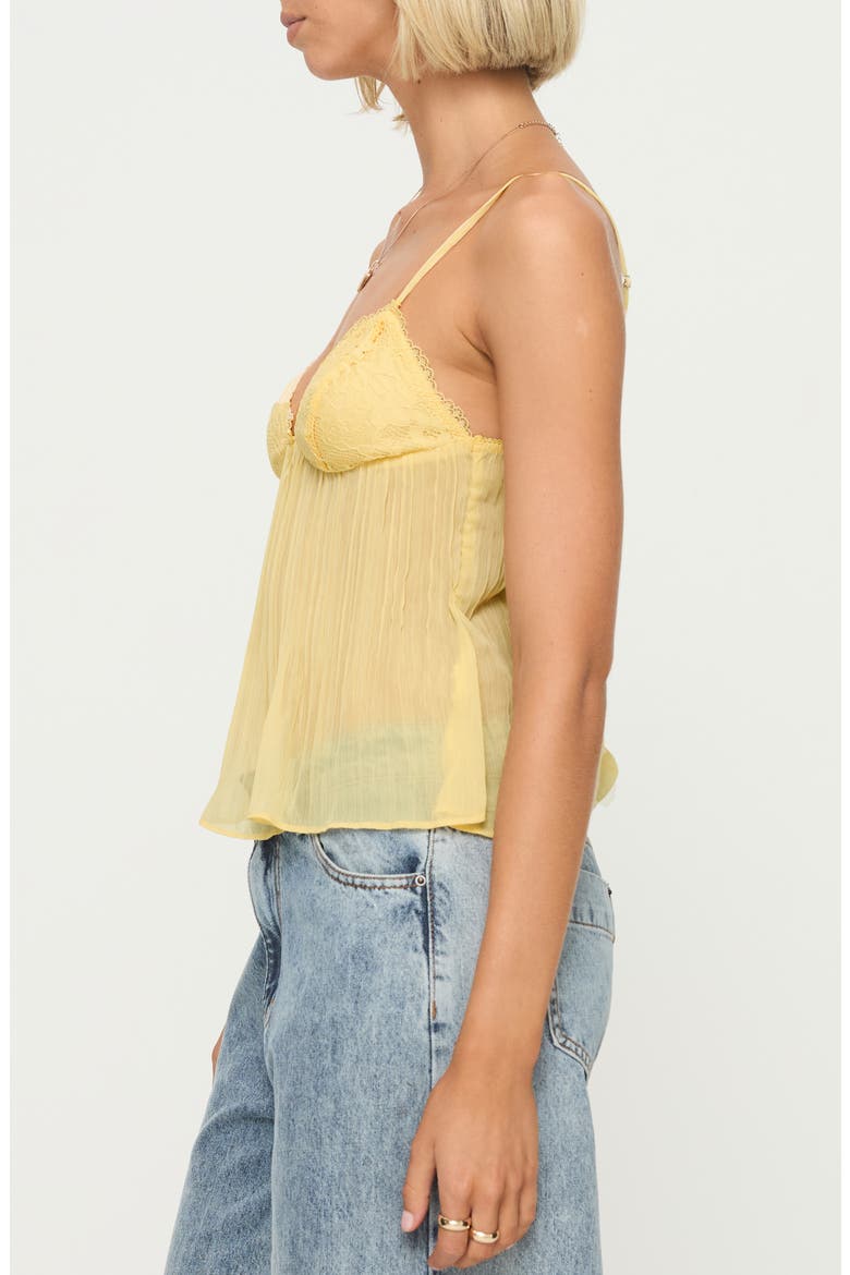 Zami Lace Trim Semisheer Camisole, Alternate, color, YELLOW