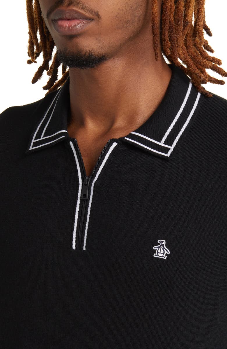 Original Penguin Tipped Zip Polo Sweater, Alternate, color, 