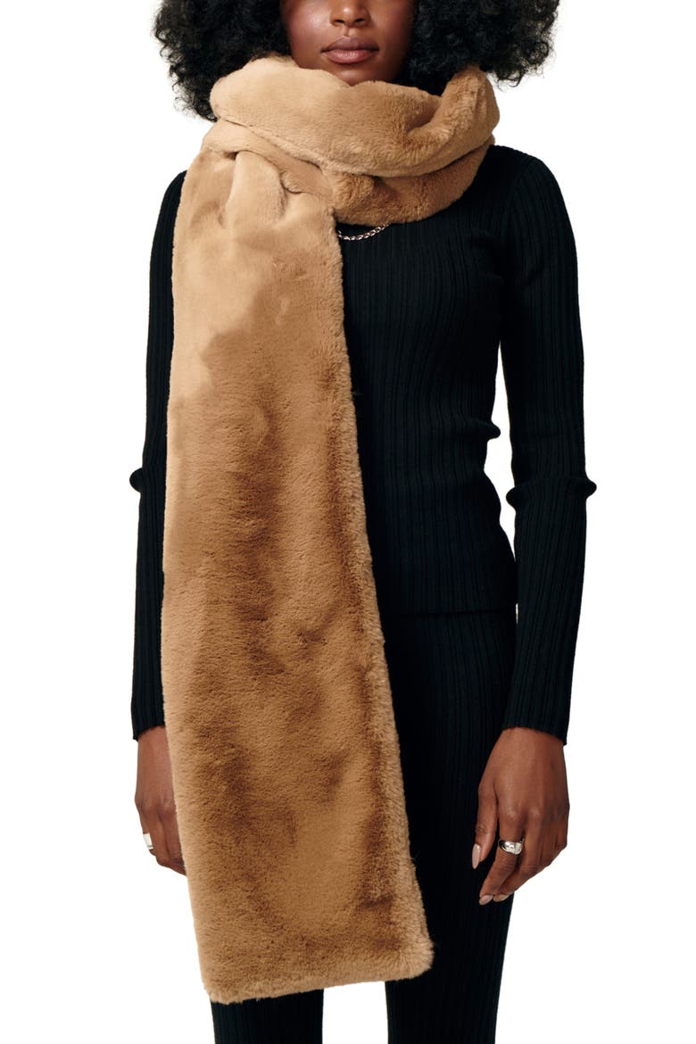 Faux Fur Scarf, Main, color, CAMEL