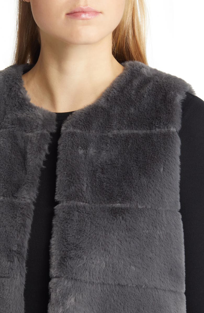 La Fiorentina Quilted Faux Fur Vest, Alternate, color, Grey