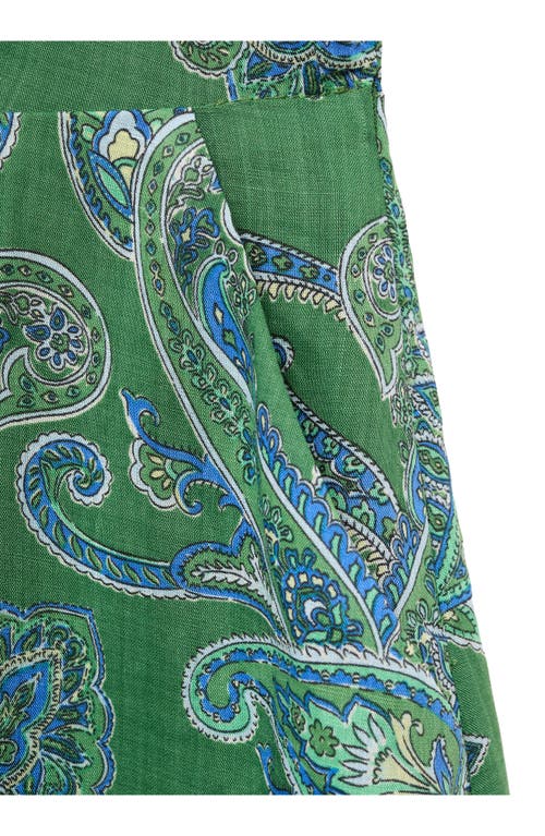 Mango Paisley Print Midi Dress In Green
