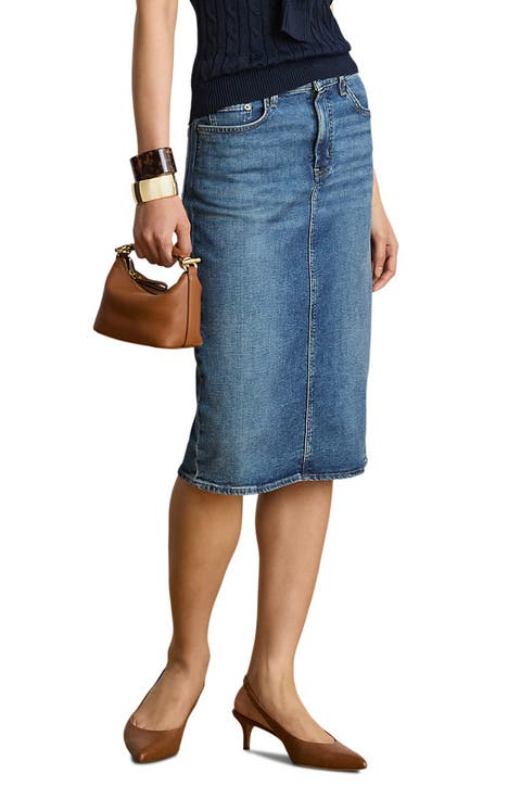 Midi Denim Pencil Skirt