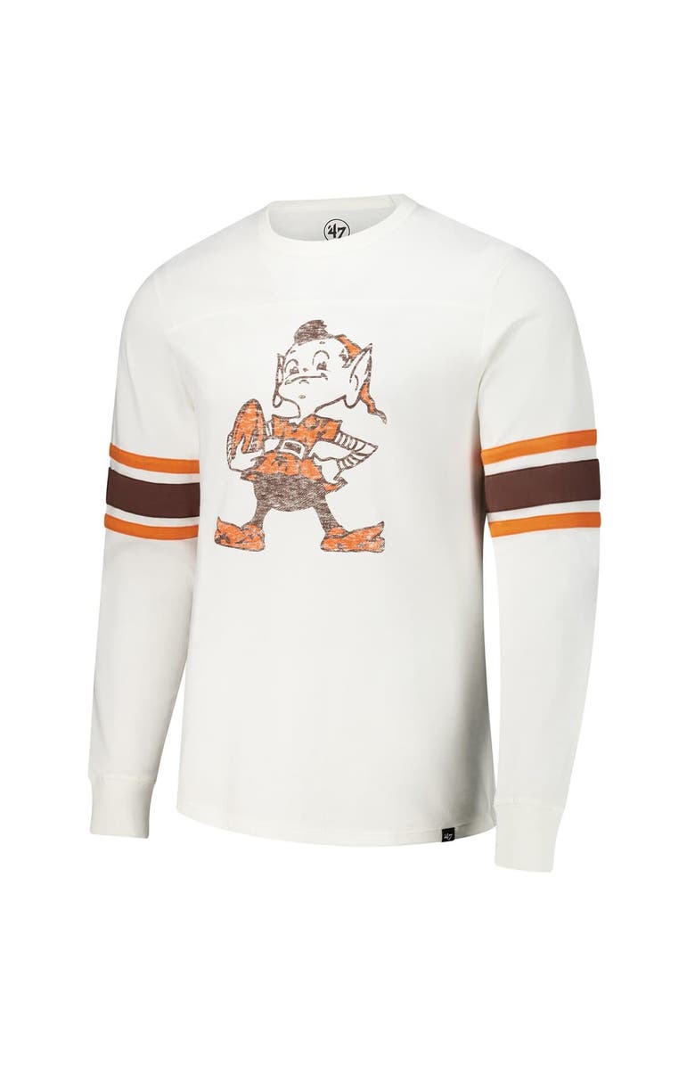 '47 Men's '47 White Cleveland Browns Gridiron Throwback Premier Brex Long Sleeve T-Shirt, Alternate, color, White