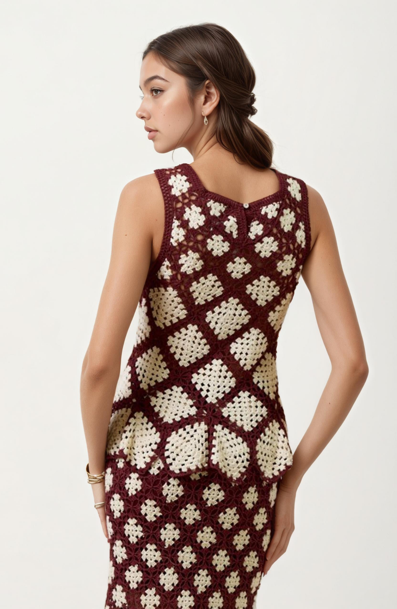 Knit and Lounge Sleeveless Crochet Peplum Top, Alternate, color, 