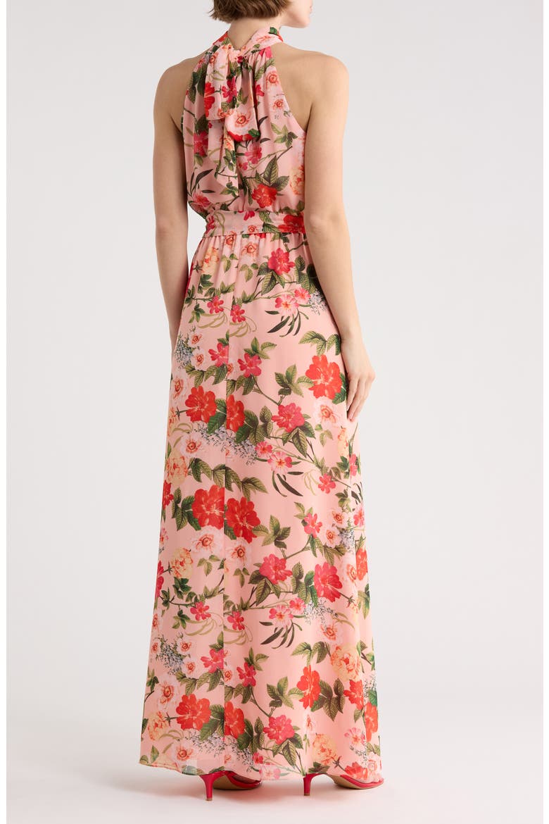 Floral Halter Neck Sleeveless Maxi Dress, Alternate, color, BLUSH