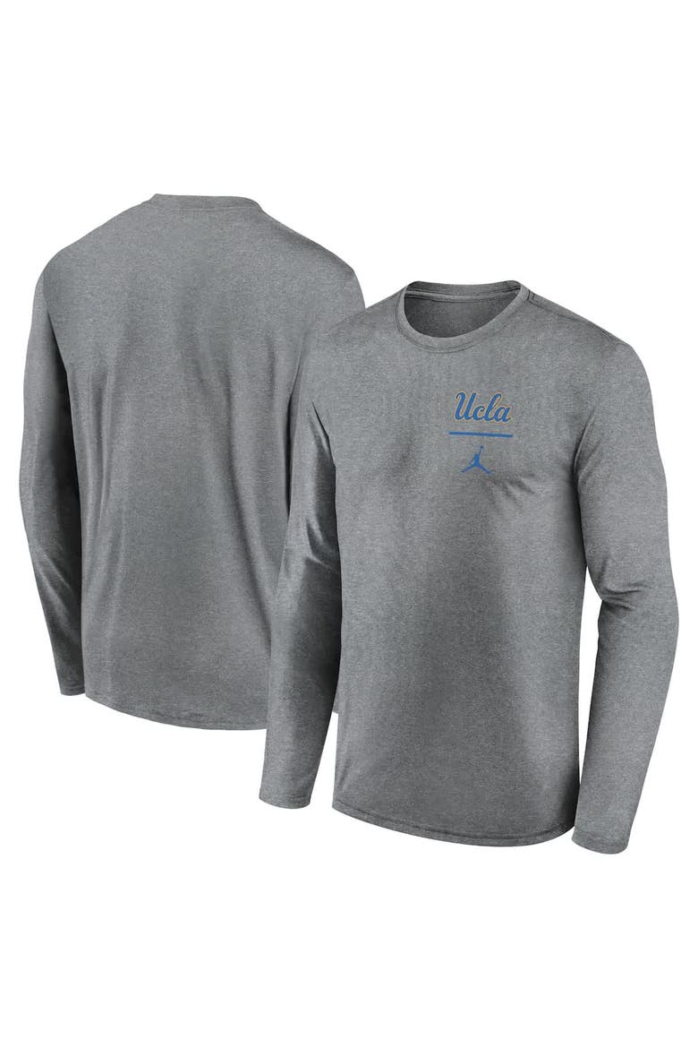 Men's Jordan Brand Heather Gray UCLA Bruins Primary Stack Legend Long Sleeve T-Shirt, Main, color, Heather Gray