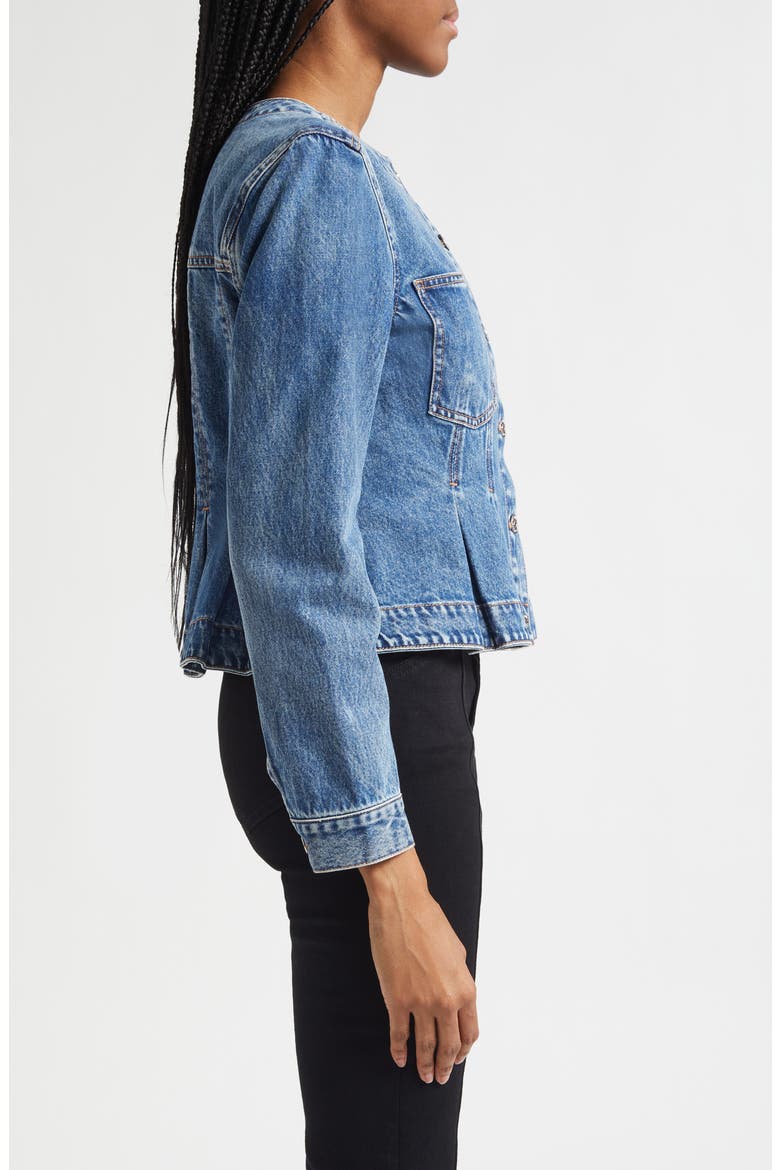 Zahara Peplum Denim Jacket, Alternate, color, TIME WARP