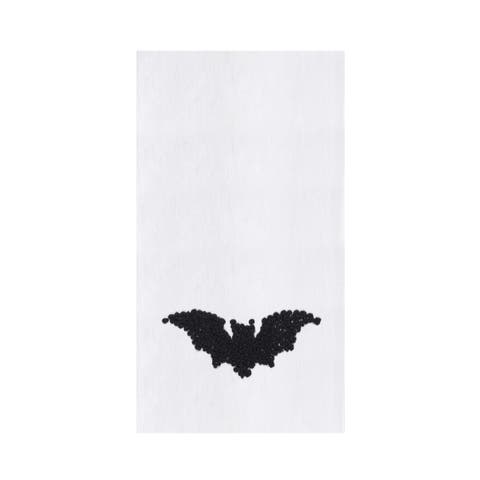 Flying Bat Halloween French Knot Embroidered 100% Cotton Flour Sack Kitchen Dishtowel