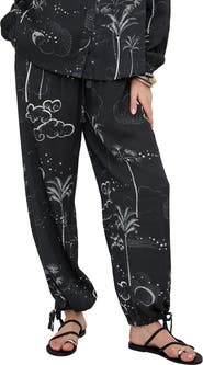 Raffya Palm High Waist Palm Print Trouser