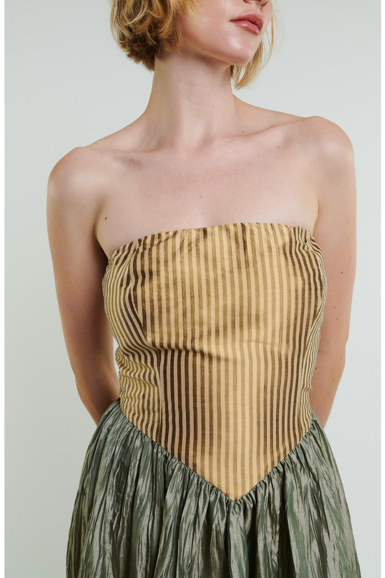 Roxanne Long Dress, Alternate, color, Cream / Moss