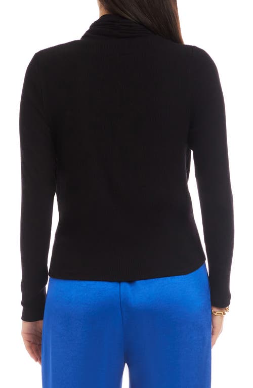 Karen Kane Drape Crossover Rib Top In Black