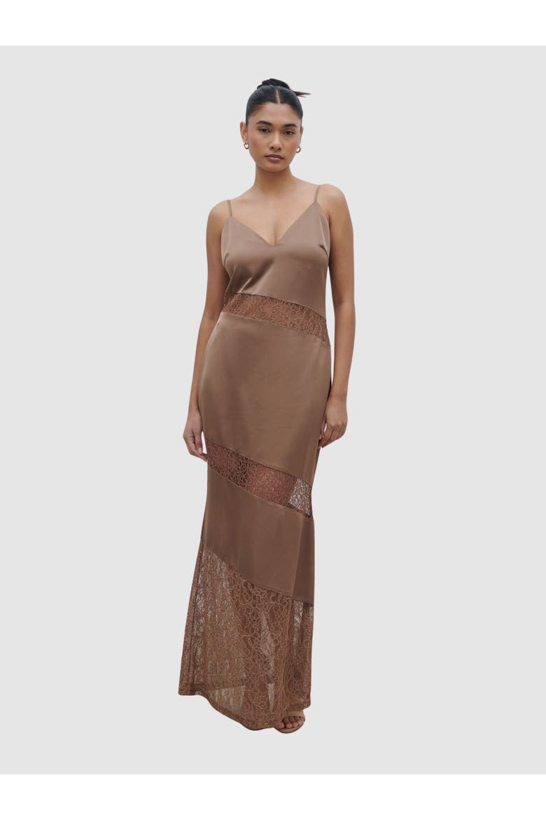 Monique Lace Inserted Slip Dress, Main, color, Stone